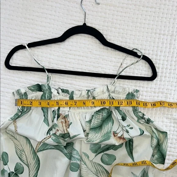 H&M Leaf Print A-Line Skirt - Green and Cream - Picture 5 of 12